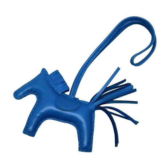 Auth HERMES Rodeo Charm PM Blue Zanzibar Agneau Milo U Bag Charm - Picture 1 of 8